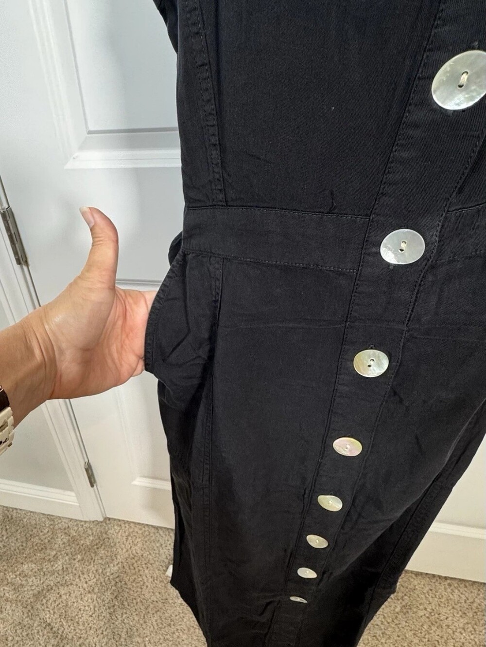 Classic Black Button-Front Sundress - Picture 4 of 4